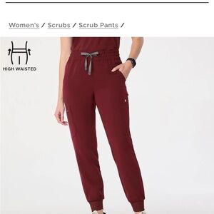 Figs Maroon High-Waisted Jogger Pants